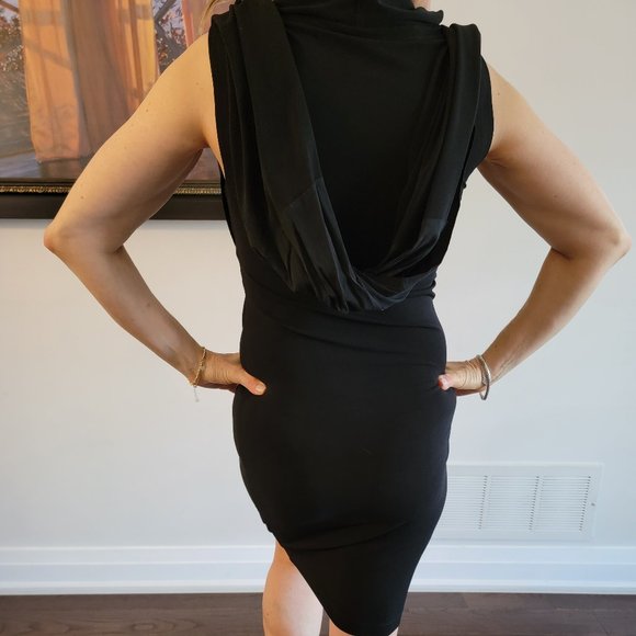 Black Alice + Olivia Dress with attached Shawl - M - Picture 2 of 4